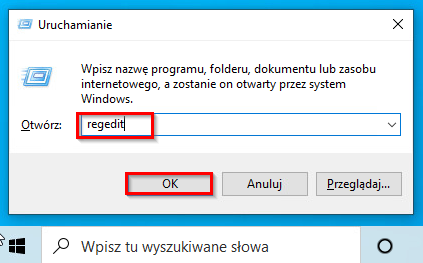 Uruchamianie Edytora rejestru w systemie Windows