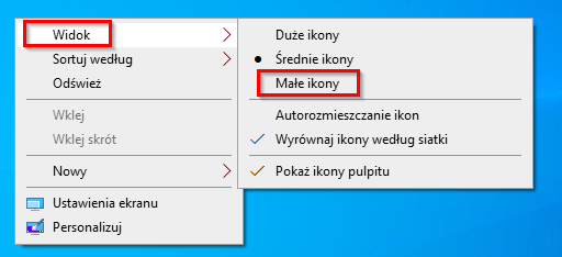 Zmiana rozmiaru ikon pulpitu w Windows