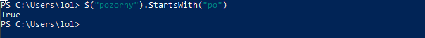 Sprawdzanie czy zmienna string PowerShell zaczyna się od znaku: .StartsWith()