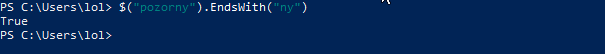 Sprawdzanie czy zmienna string PowerShell kończy się na znak. .EndsWith()
