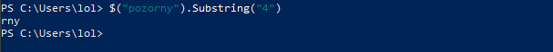 Wyodrębnianie części zmiennej string w PowerShell: .Substring()