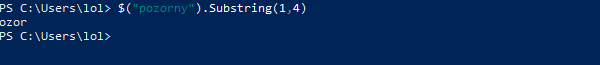 Wyodrębnianie części zmiennej string w PowerShell: .Substring()