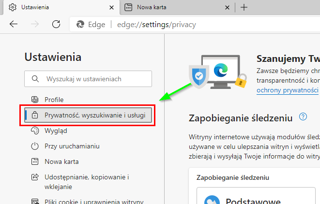 Ustawienia Microsoft Edge (Chromium)